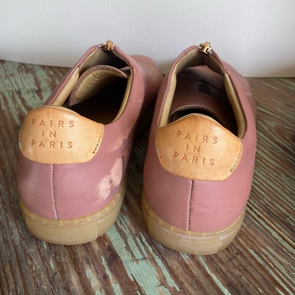 Pairs In Paris Blush Leather Zip Sneakers designed in Paris made in Portugal - Picture 10 of 16